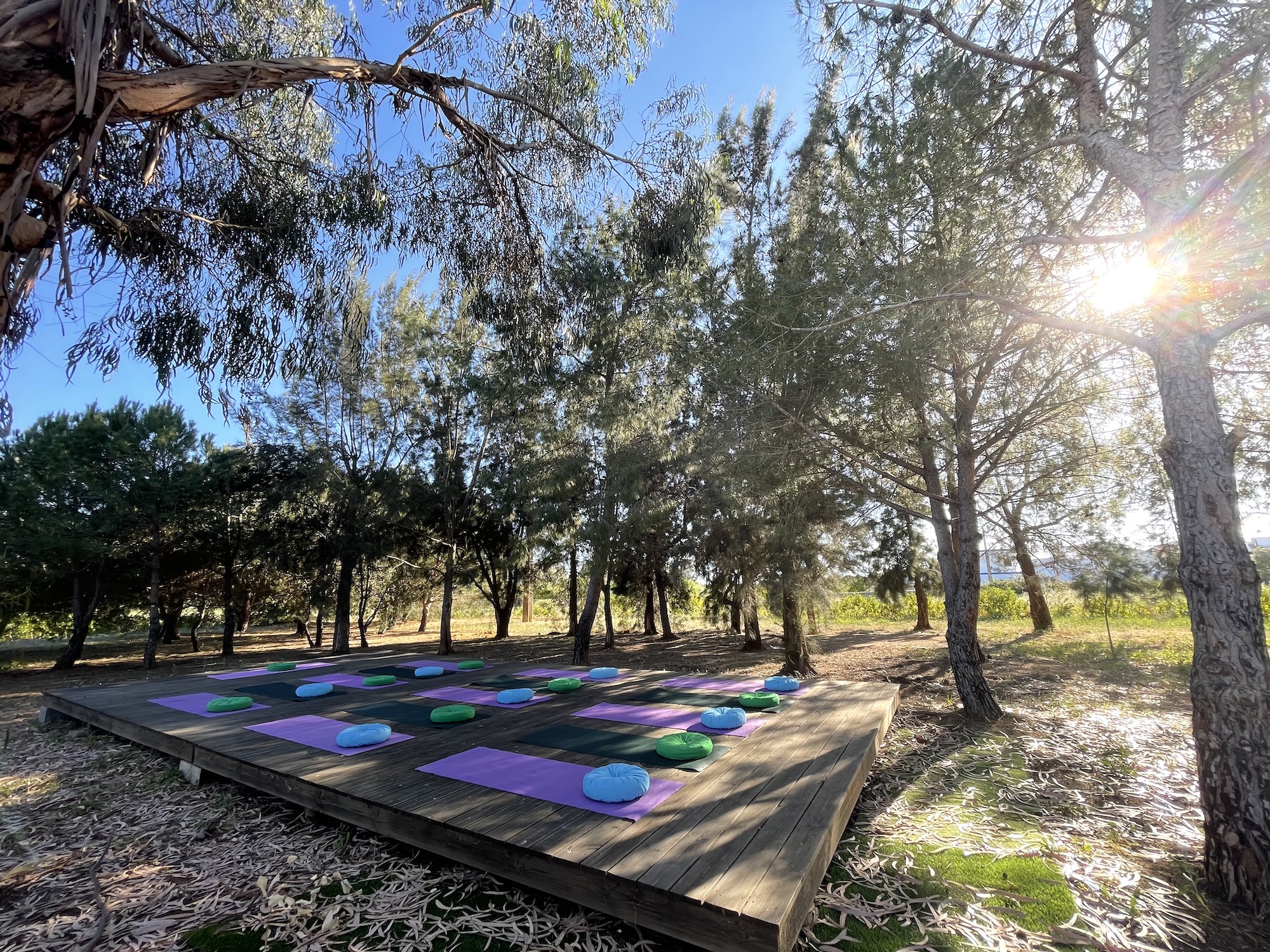 outdoor yoga deck where we will be practising yoga in Portugal retreat